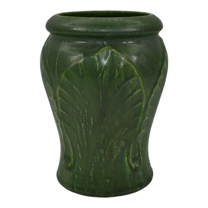 Ephraim Faience 2000 Hand Made Pottery Apple Leaf Matte Green Ceramic Vase 704