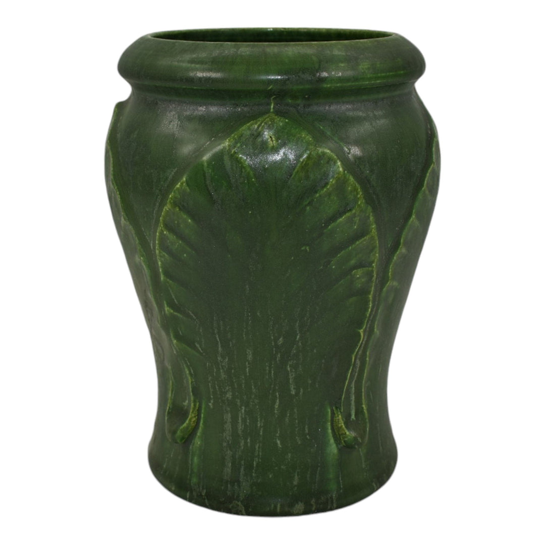 Ephraim Faience 2000 Hand Made Pottery Apple Leaf Matte Green Ceramic Vase 704