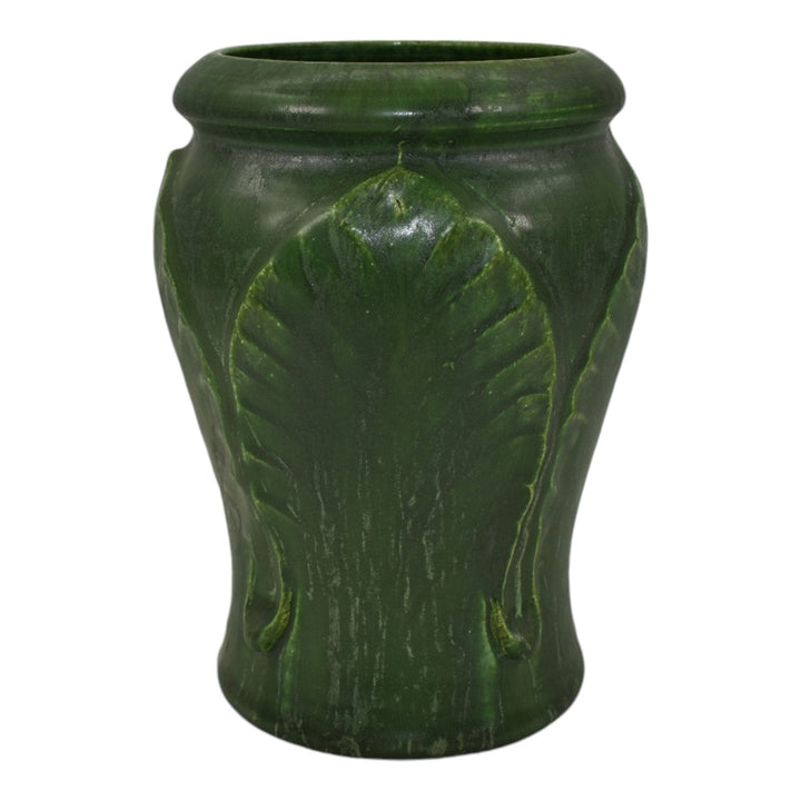 Ephraim Faience 2000 Hand Made Pottery Apple Leaf Matte Green Ceramic Vase 704