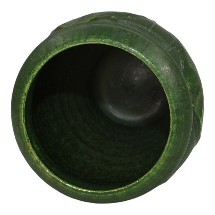 Ephraim Faience 2000 Hand Made Pottery Apple Leaf Matte Green Ceramic Vase 704
