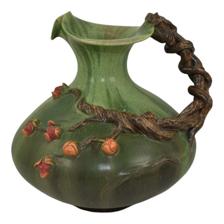 Ephraim Faience 2007 Hand Made Pottery Bittersweet Green Ceramic Pitcher A15