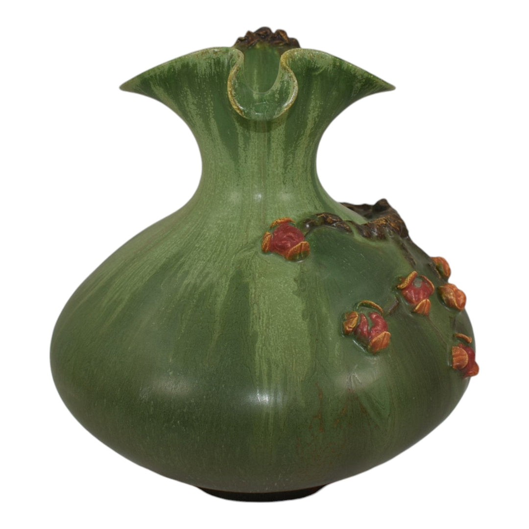 Ephraim Faience 2007 Hand Made Pottery Bittersweet Green Ceramic Pitcher A15