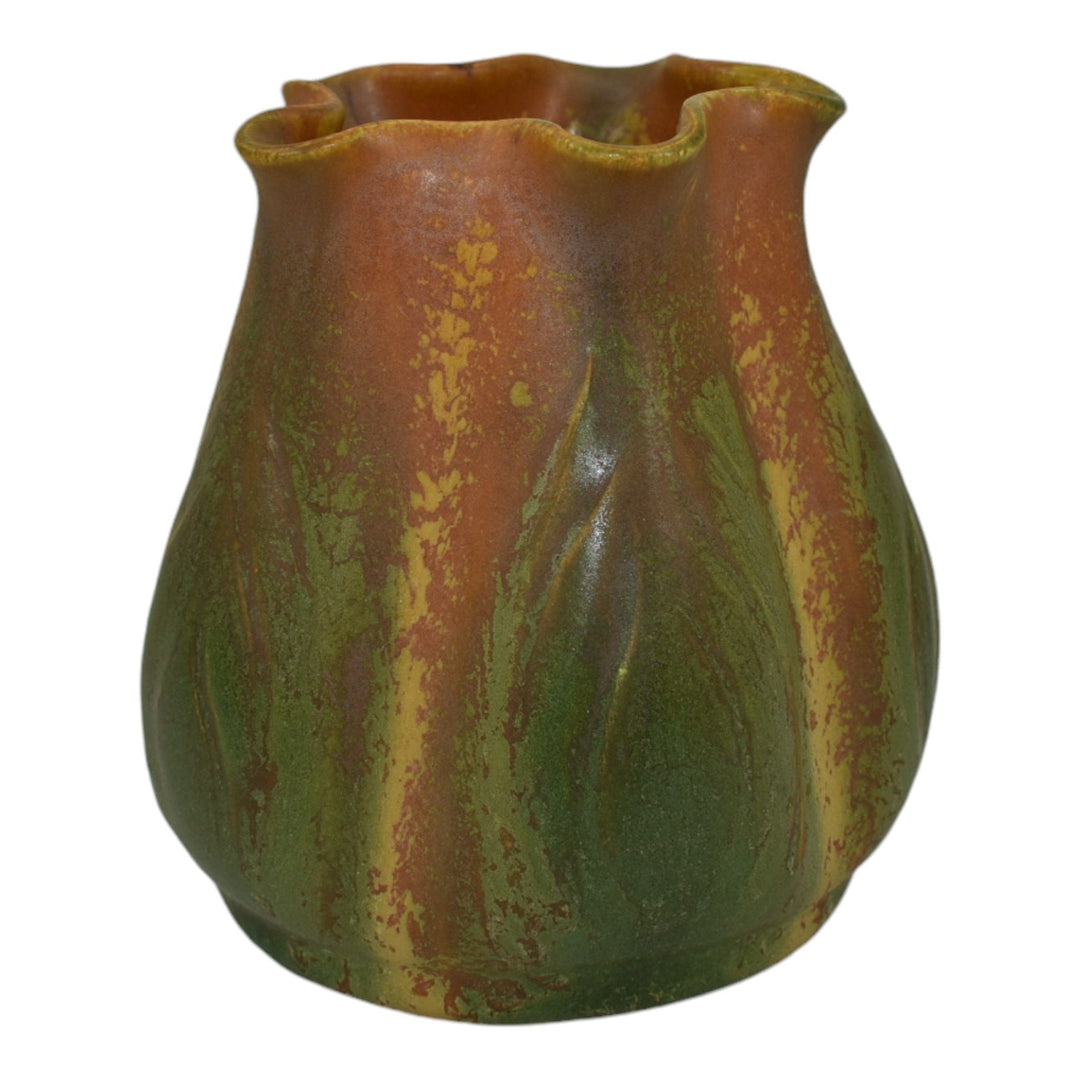 Ephraim Faience 2006 Hand Made Pottery Yellow Green Garlic Ceramic Vase 615