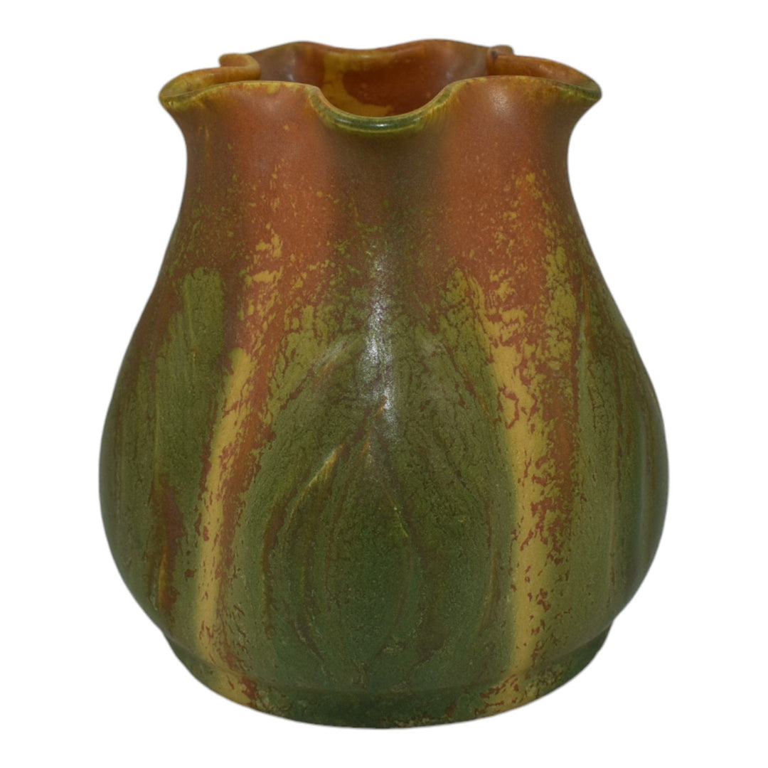 Ephraim Faience 2006 Hand Made Pottery Yellow Green Garlic Ceramic Vase 615