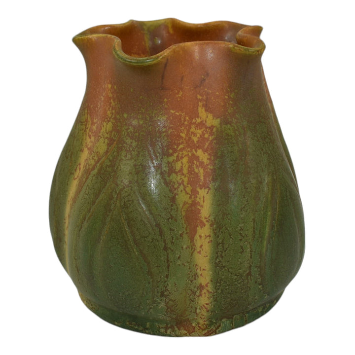 Ephraim Faience 2006 Hand Made Pottery Yellow Green Garlic Ceramic Vase 615