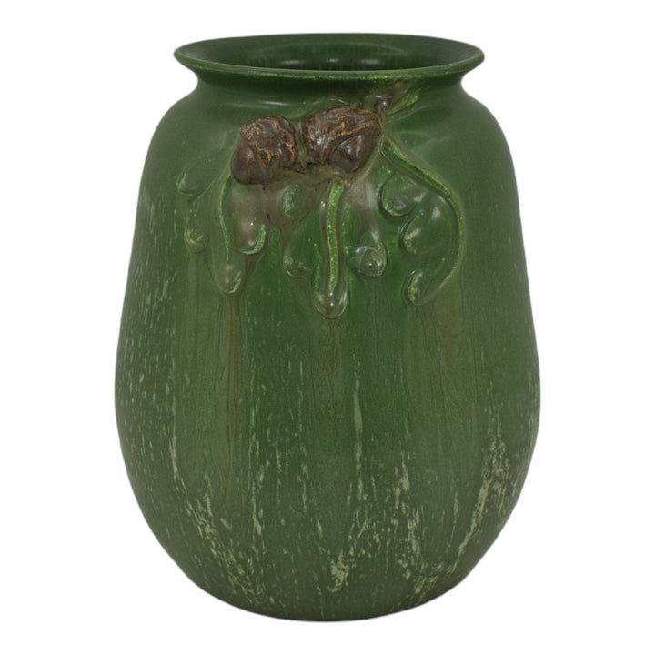 Ephraim Faience 2006 Hand Made Pottery Leaf Green Mission Oak Ceramic Vase 503