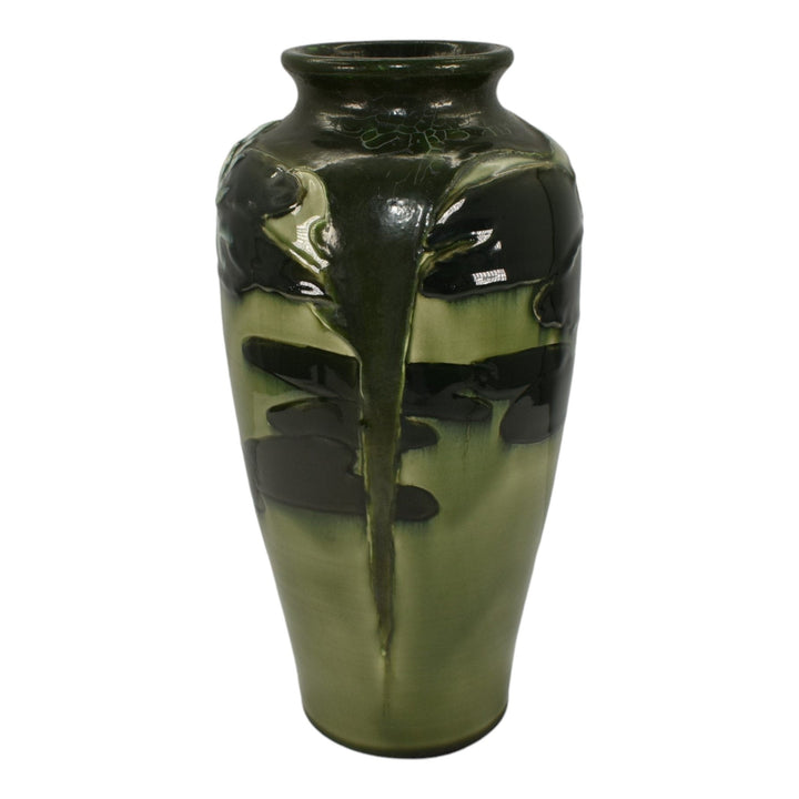 Ephraim Faience 2013 Hand Made Art Pottery Experimental Water Lily Green Vase