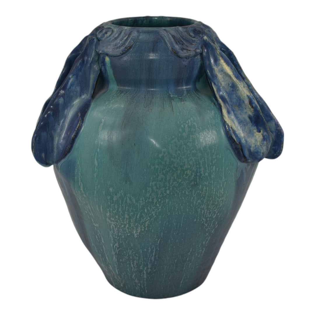 Ephraim Faience 2003 Hand Made Art Pottery Blue Water Dragonfly Ceramic Vase 317