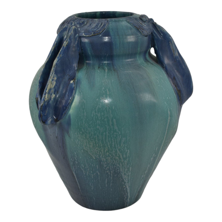 Ephraim Faience 2003 Hand Made Art Pottery Blue Water Dragonfly Ceramic Vase 317