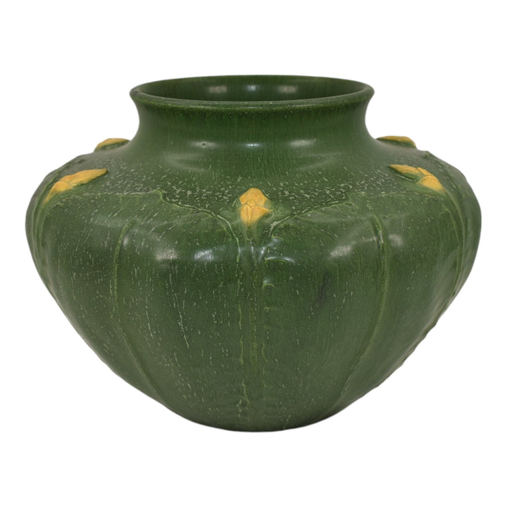 Ephraim Faience 2001 Hand Made Pottery Matte Green Budding Costus Vase 709