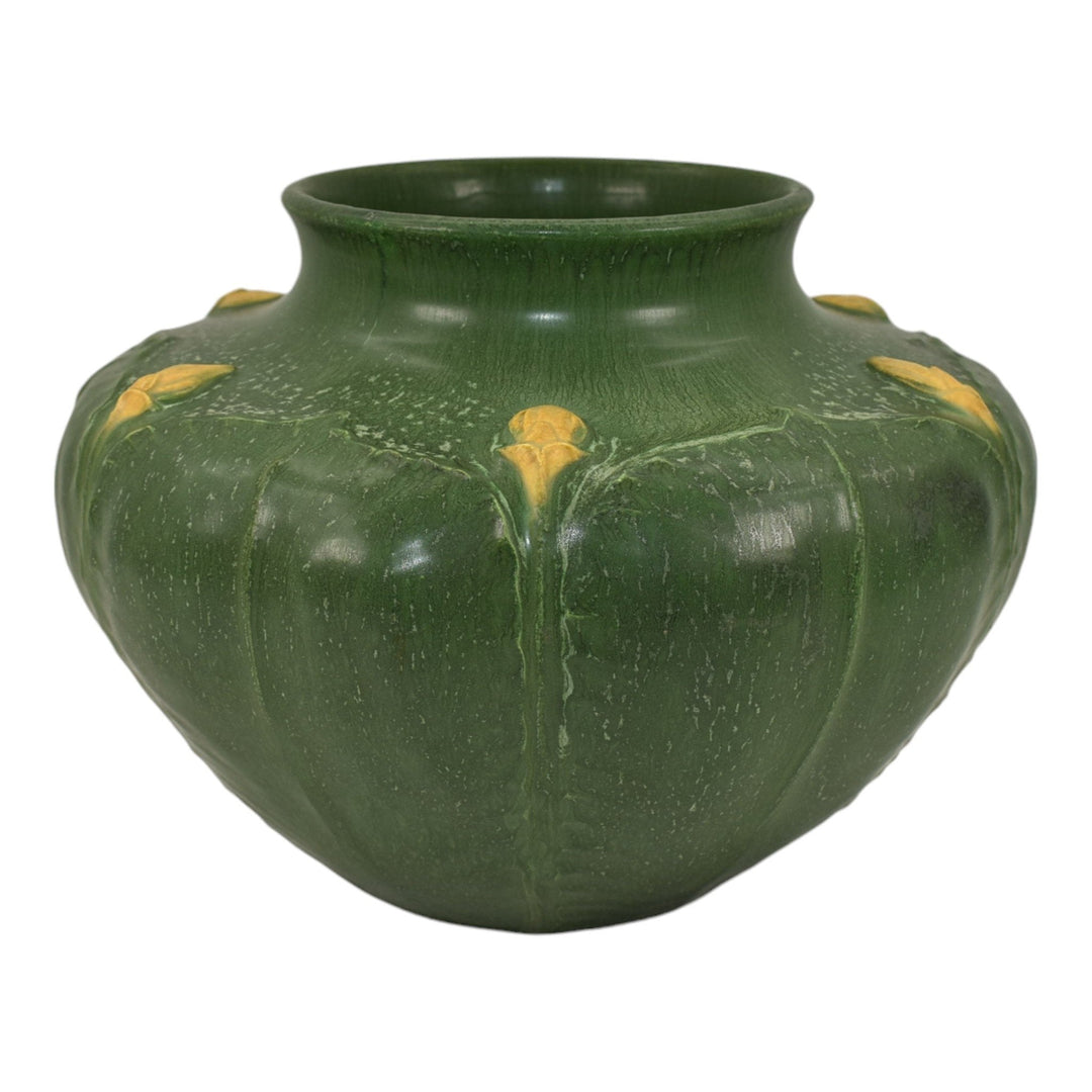 Ephraim Faience 2001 Hand Made Pottery Matte Green Budding Costus Vase 709