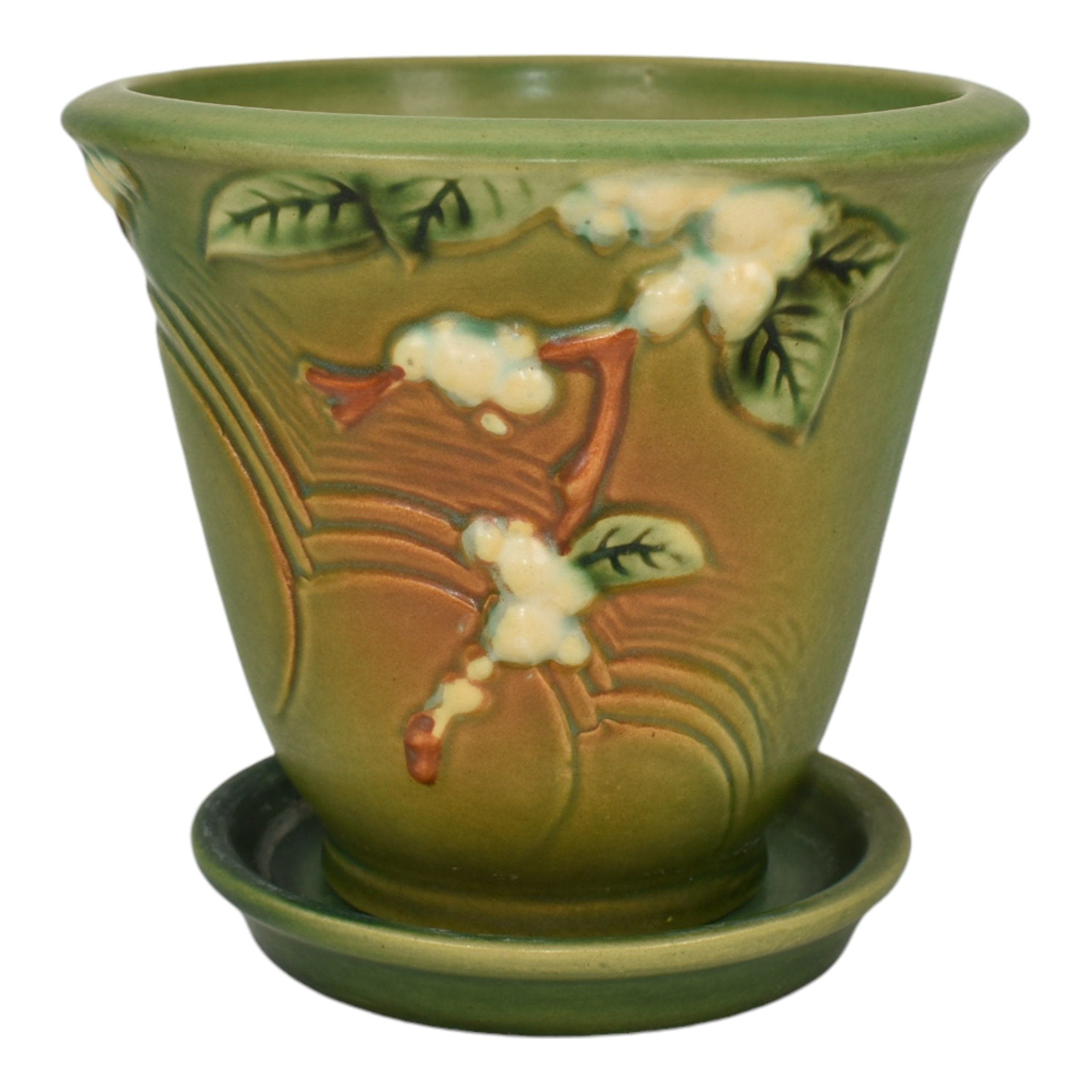 Roseville Snowberry Green 1947 Vintage Art Pottery Flower Pot