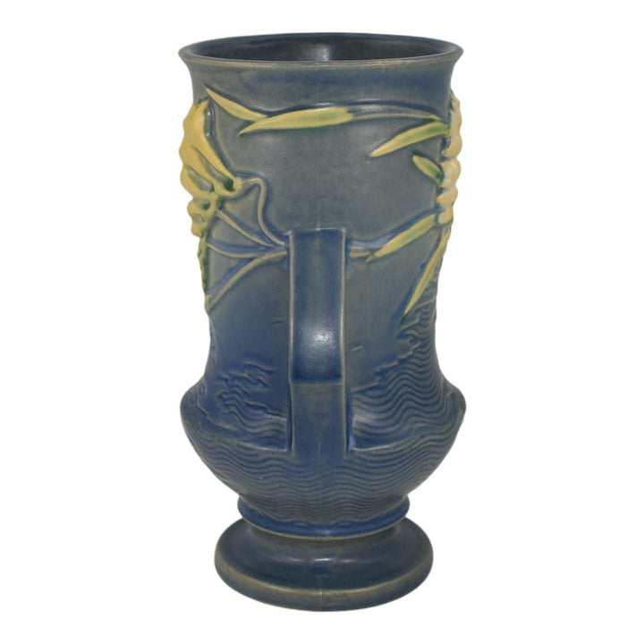 Roseville Freesia Blue 1945 Mid Century Modern Art Pottery Ceramic Vase 123-9 - Just Art Pottery