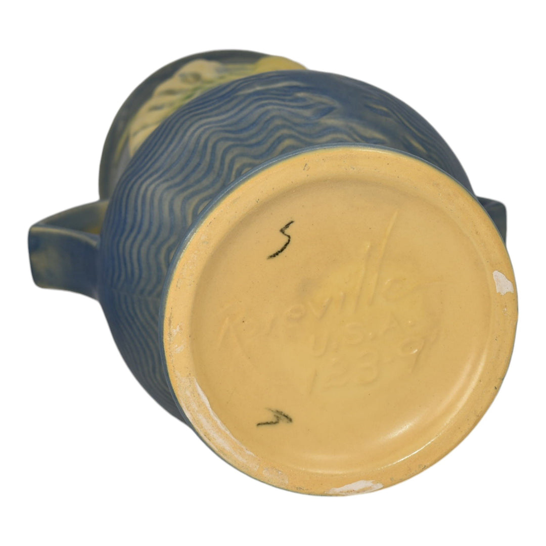 Roseville Freesia Blue 1945 Mid Century Modern Art Pottery Ceramic Vase 123-9 - Just Art Pottery