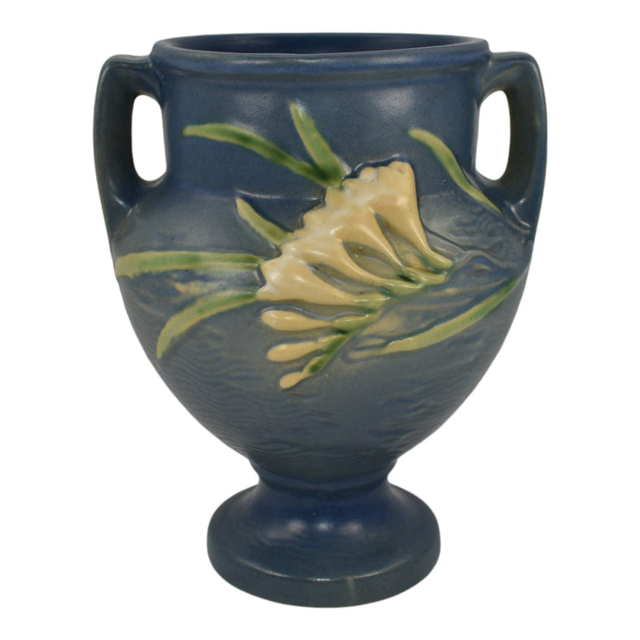 Roseville Freesia Blue 1945 Vintage Mid Century Modern Art Pottery Vase 196-8