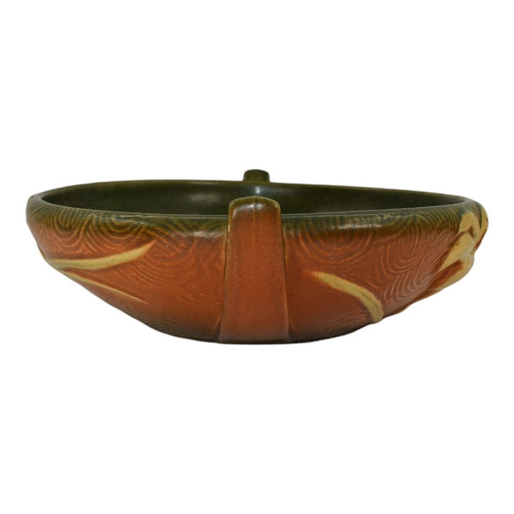 Roseville Zephyr Lily Brown 1946 Mid Century Modern Pottery Ceramic Bowl 474-8 - Just Art Pottery