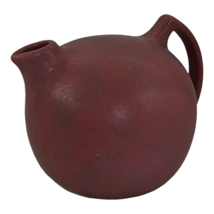Niloak 1930s Vintage Art Deco Pottery Red Ozark Dawn II Ceramic Ball Pitcher - Just Art Pottery