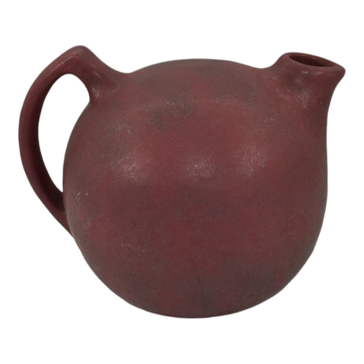 Niloak 1930s Vintage Art Deco Pottery Red Ozark Dawn II Ceramic Ball Pitcher - Just Art Pottery