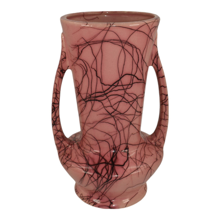 Brush McCoy Cobweb 1950s Mid Century Modern Art Pottery Pink Ceramic Vase 073