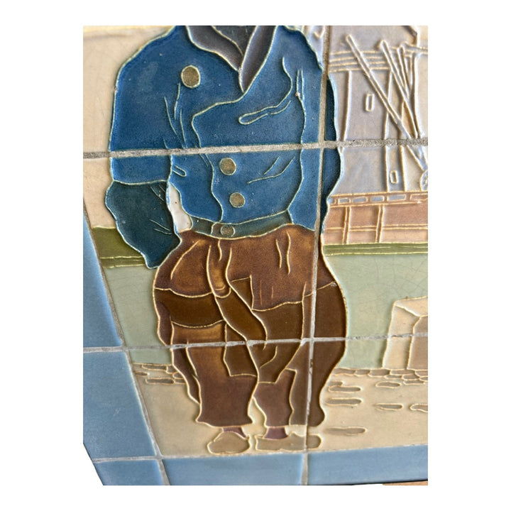 Rookwood Faience Vintage Art Pottery Blue Dutch Boy Ceramic Framed Tableau Tile