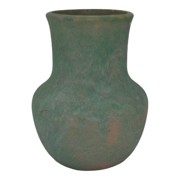 Roseville Early Carnelian Green 1916 Arts And Crafts Pottery Ceramic Vase - Just Art Pottery