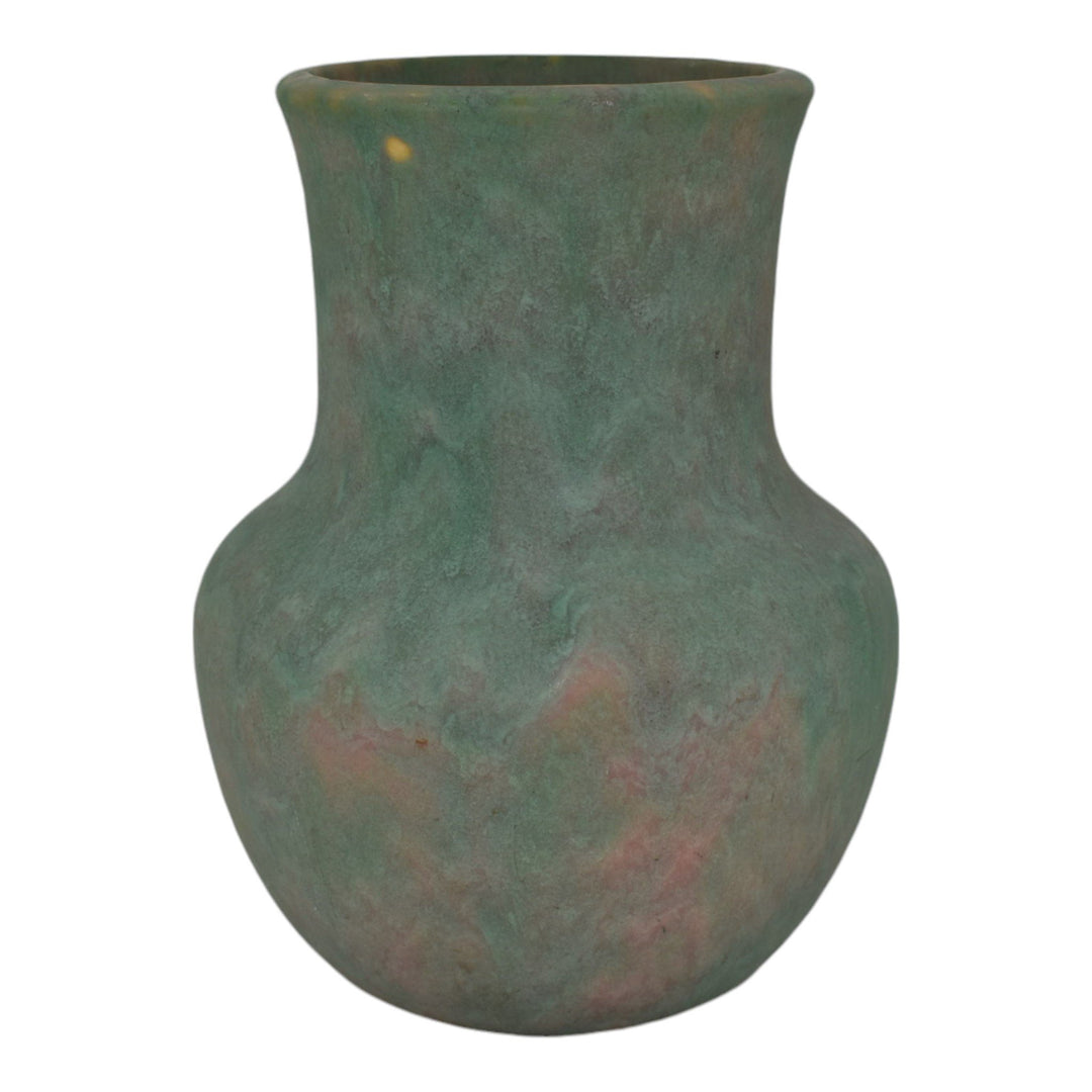 Roseville Early Carnelian Green 1916 Arts And Crafts Pottery Ceramic Vase - Just Art Pottery