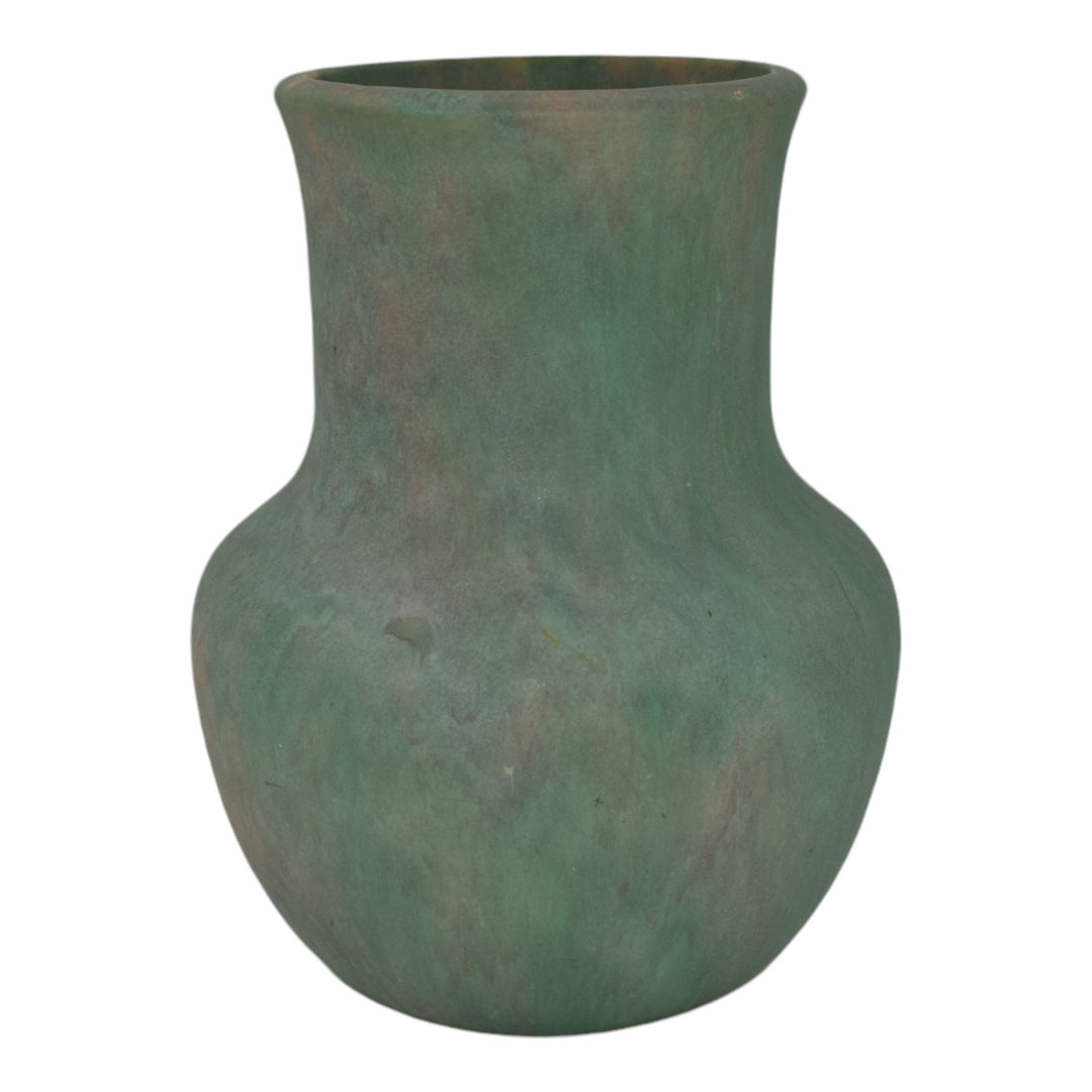 Roseville Early Carnelian Green 1916 Arts And Crafts Pottery Ceramic Vase - Just Art Pottery