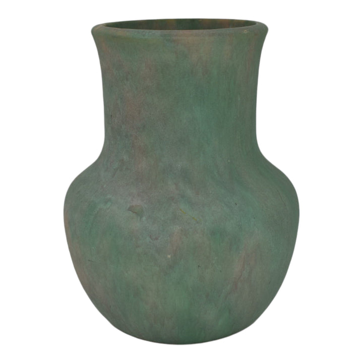 Roseville Early Carnelian Green 1916 Arts And Crafts Pottery Ceramic Vase - Just Art Pottery