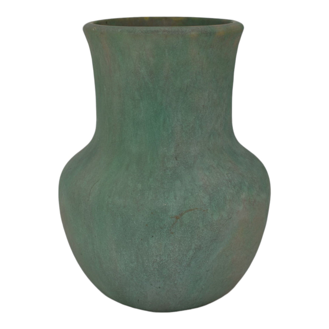 Roseville Early Carnelian Green 1916 Arts And Crafts Pottery Ceramic Vase - Just Art Pottery