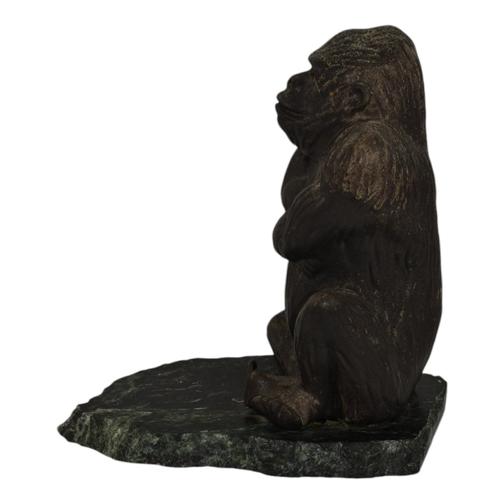 Daga Studio Vintage Art Pottery Ceramic Gorilla Figurine On A Rock 75