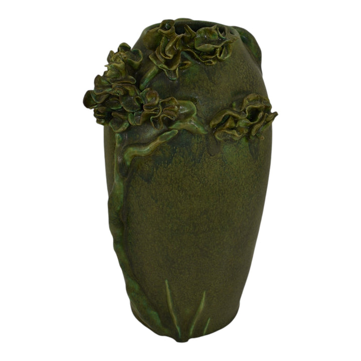 Arts And Clay Company Jemerick 2001 Pottery Botanical Matte Green Vase