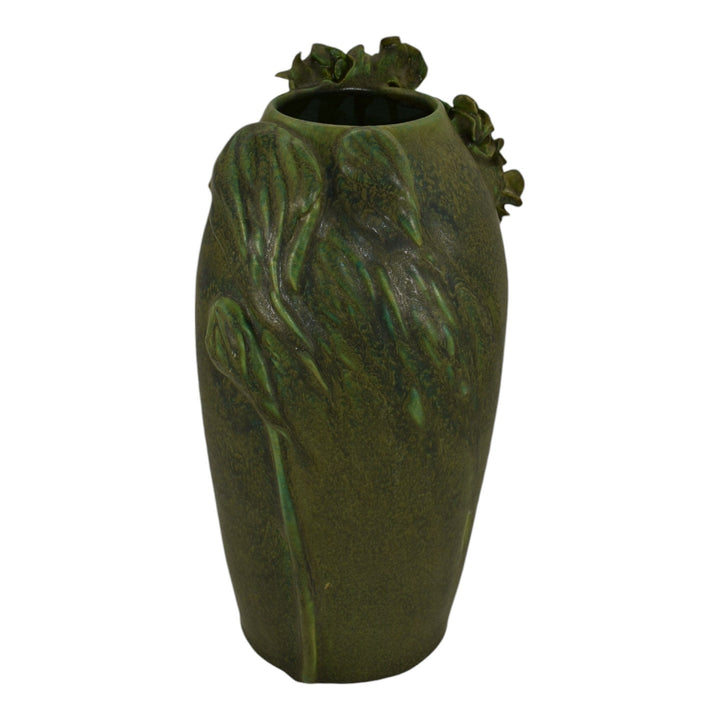 Arts And Clay Company Jemerick 2001 Pottery Botanical Matte Green Vase