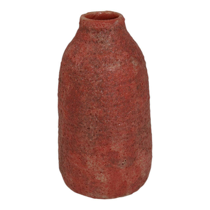 Door Studio Art Pottery Hand Thrown Red Pink Lava Glaze Ceramic Vase