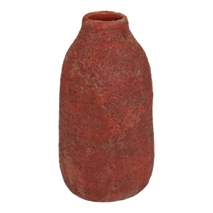 Door Studio Art Pottery Hand Thrown Red Pink Lava Glaze Ceramic Vase