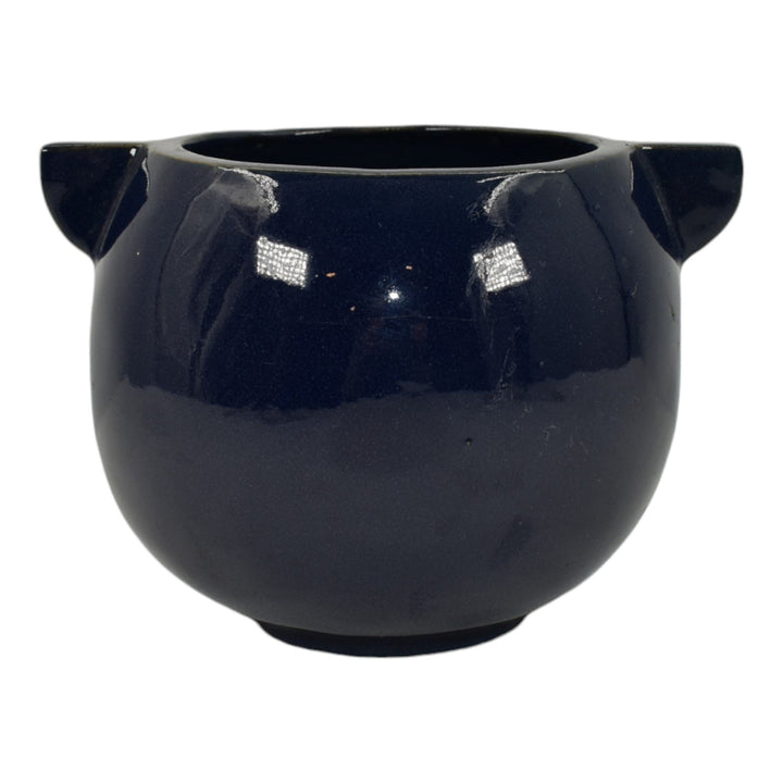 Iowa State College 1934 Vintage Hand Made Pottery Blue Handled Ceramic Vase - Just Art Pottery