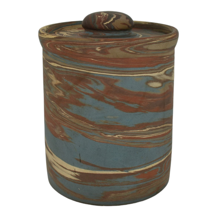 Niloak Mission Swirl 1925-30s Vintage Hand Made Art Pottery Lidded Humidor Jar