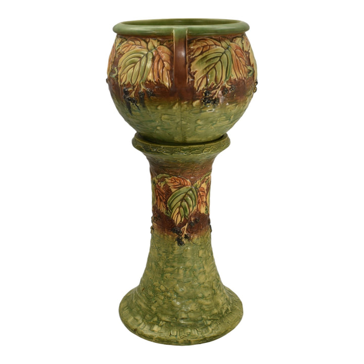 Roseville Blackberry 1932 Vintage Art Pottery Ceramic Jardiniere Pedestal 623-10