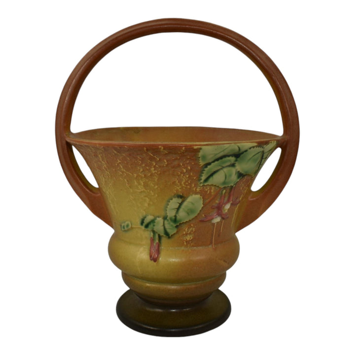 Roseville Fuchsia Brown 1938 Vintage Art Pottery Ceramic Basket 351-10