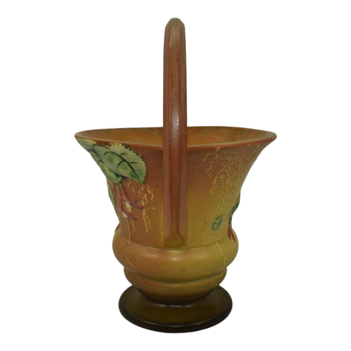Roseville Fuchsia Brown 1938 Vintage Art Pottery Ceramic Basket 351-10