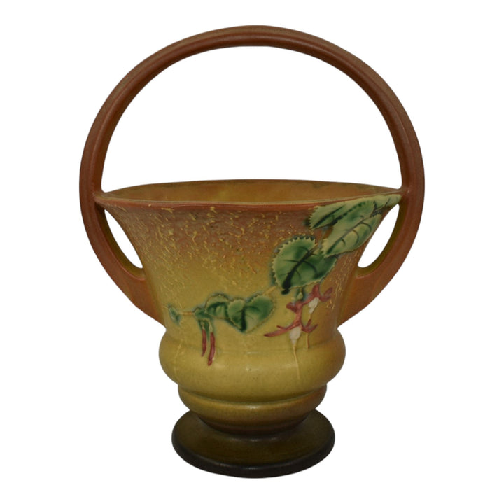 Roseville Fuchsia Brown 1938 Vintage Art Pottery Ceramic Basket 351-10