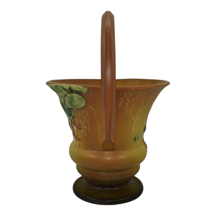 Roseville Fuchsia Brown 1938 Vintage Art Pottery Ceramic Basket 351-10