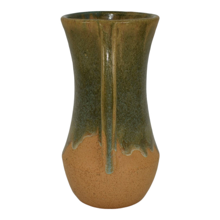 Zanesville Stoneware 1930s Vintage Art Pottery Green And Brown Ceramic Vase 839