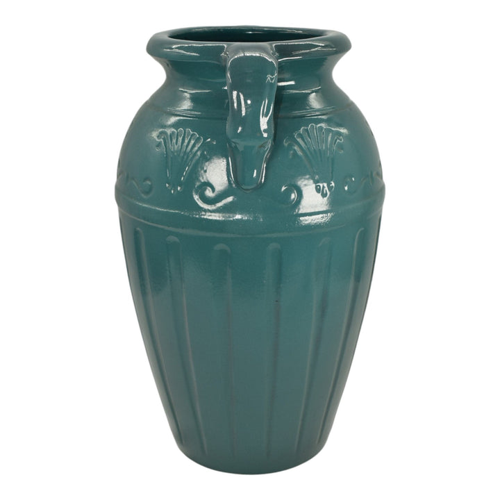 Robinson Ransbottom Vintage Ohio Pottery Blue Green Ceramic Floor Vase 283-15