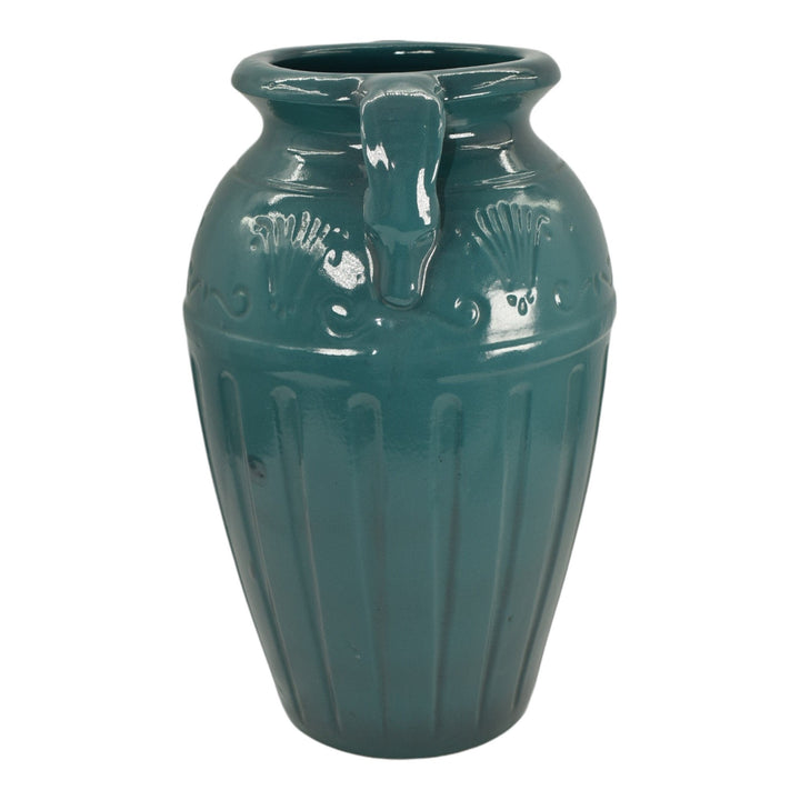 Robinson Ransbottom Vintage Ohio Pottery Blue Green Ceramic Floor Vase 283-15