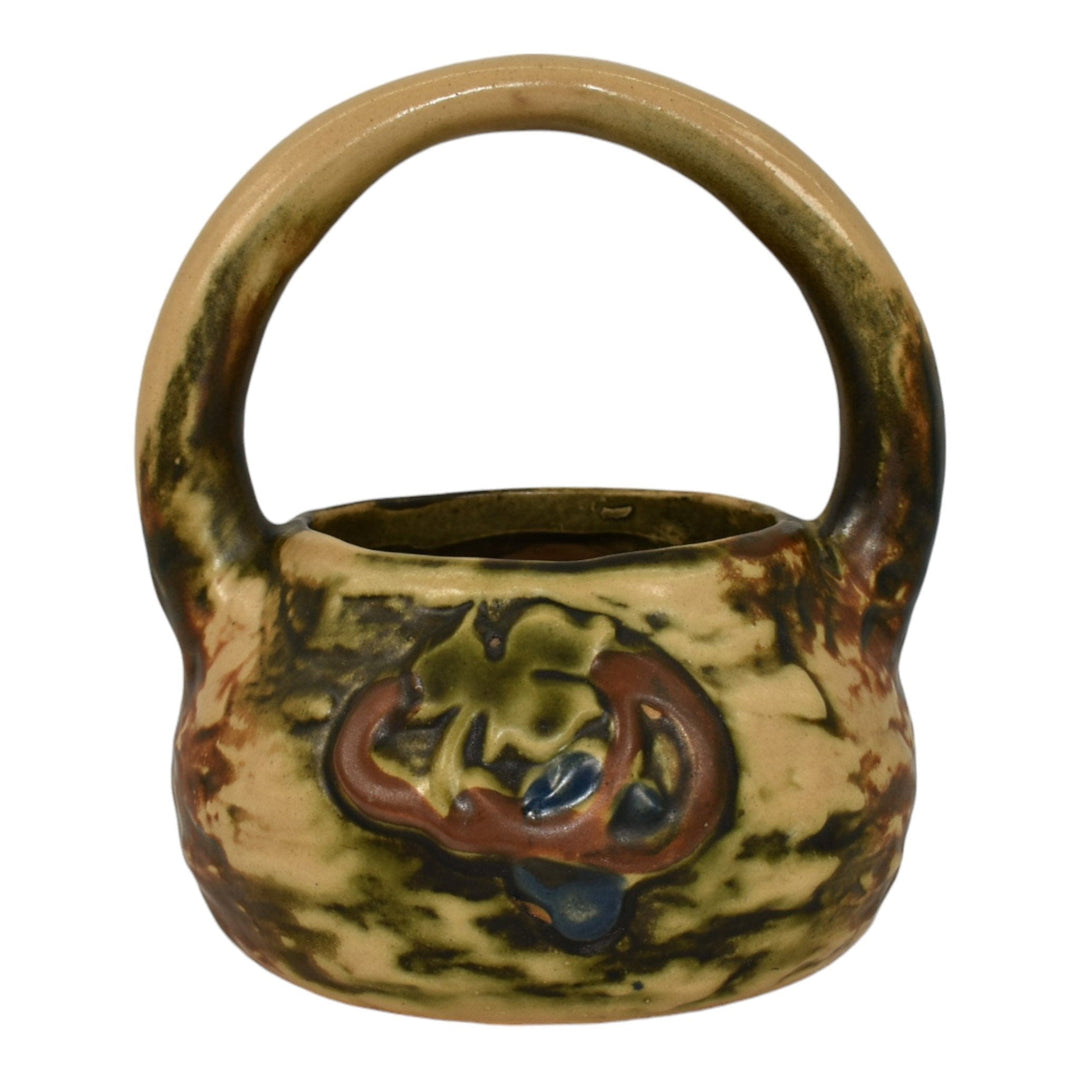 Roseville Imperial I 1921 Vintage Arts And Crafts Pottery Brown Ceramic Basket - Just Art Pottery