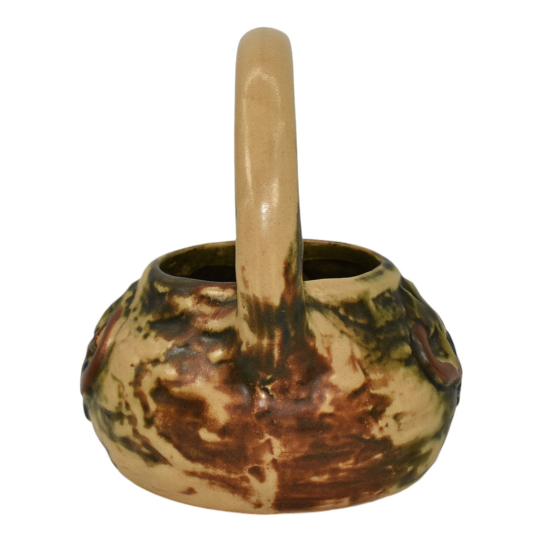 Roseville Imperial I 1921 Vintage Arts And Crafts Pottery Brown Ceramic Basket - Just Art Pottery