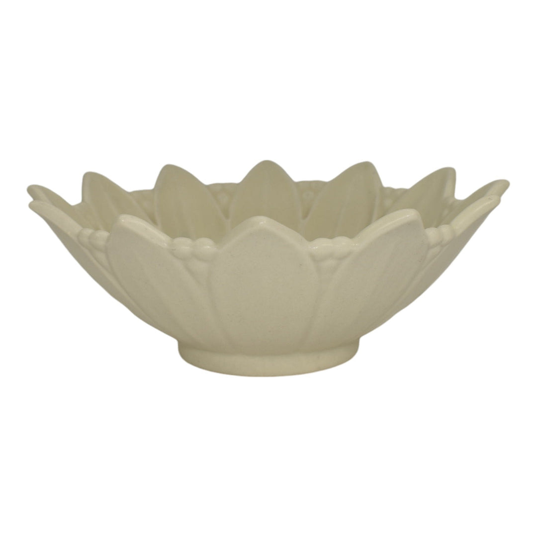 Rookwood 1951 Vintage Art Pottery White Ceramic Sunflower Bowl 6424 - Just Art Pottery