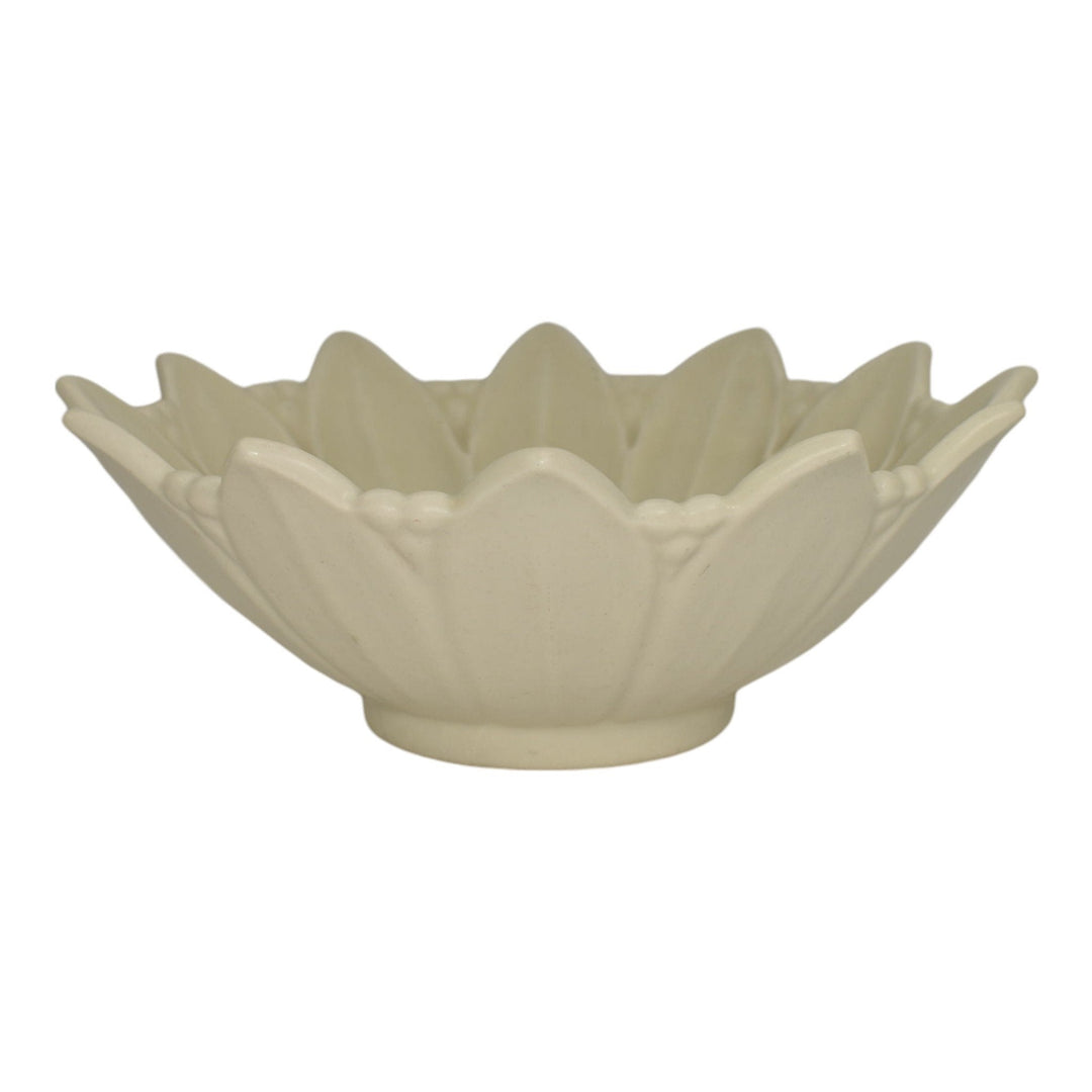 Rookwood 1951 Vintage Art Pottery White Ceramic Sunflower Bowl 6424 - Just Art Pottery