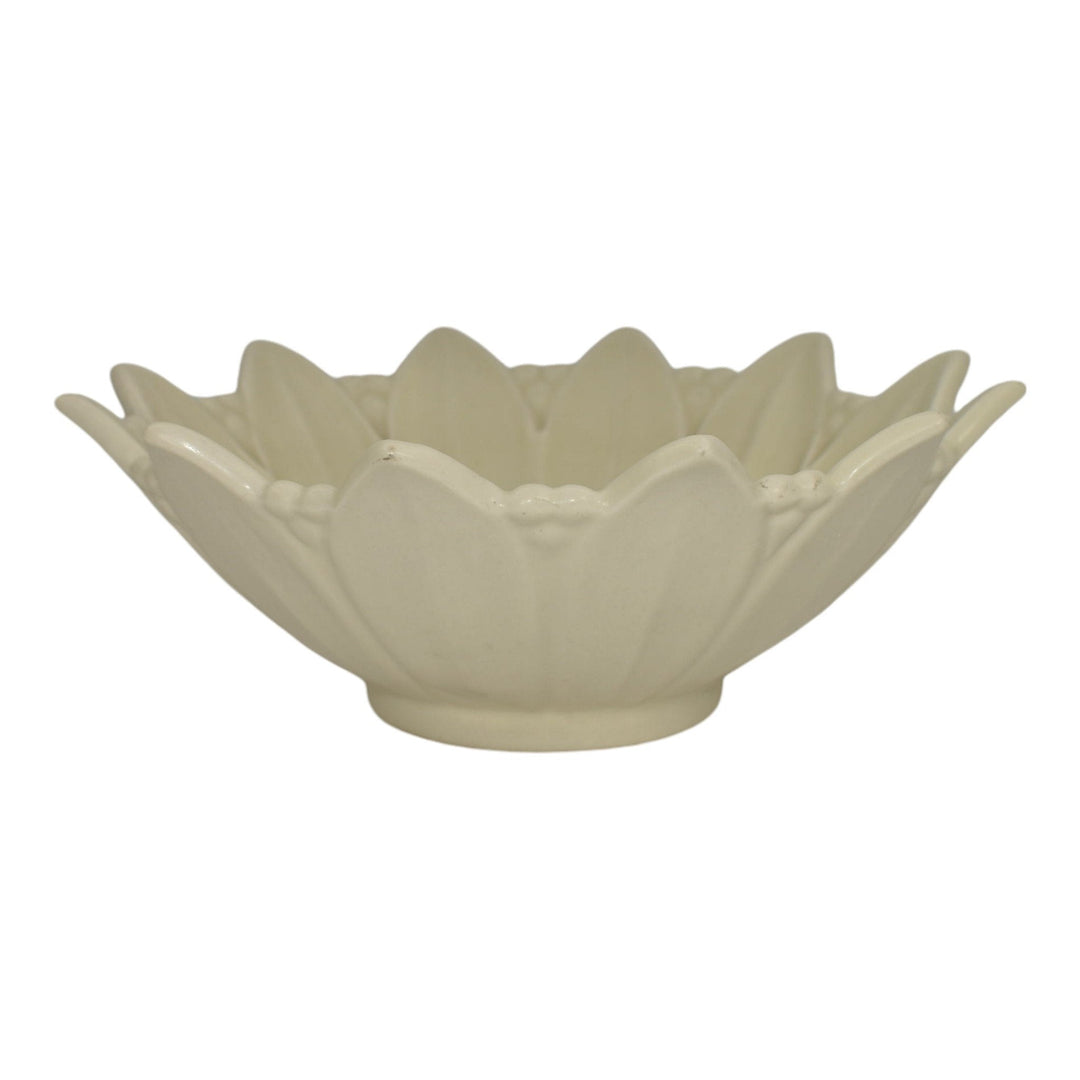Rookwood 1951 Vintage Art Pottery White Ceramic Sunflower Bowl 6424 - Just Art Pottery