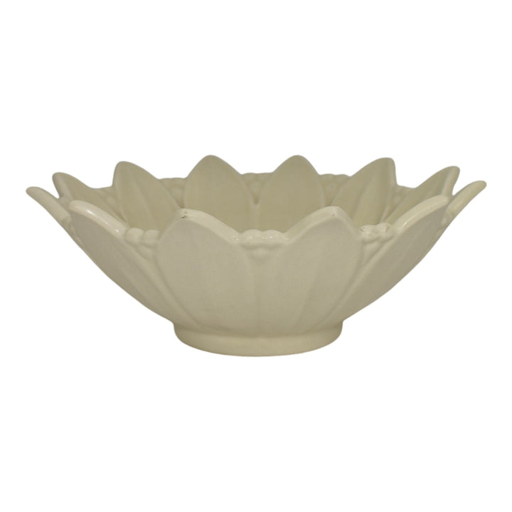 Rookwood 1951 Vintage Art Pottery White Ceramic Sunflower Bowl 6424 - Just Art Pottery